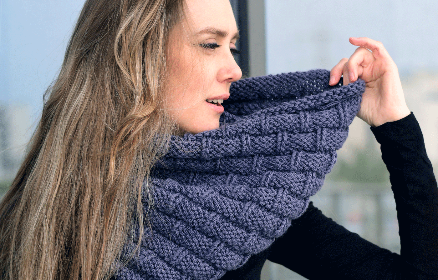 Knit loop scarf by Kyla Zoran