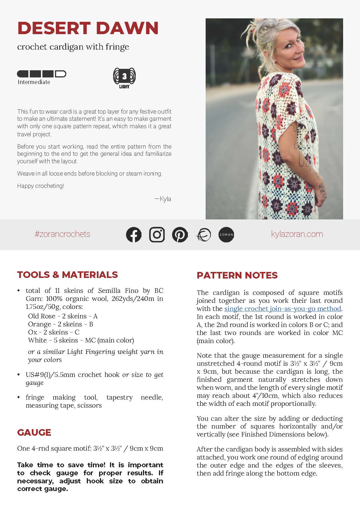 Desert Dawn – Crochet Kimono Cardigan Pattern (PDF) - Image 2
