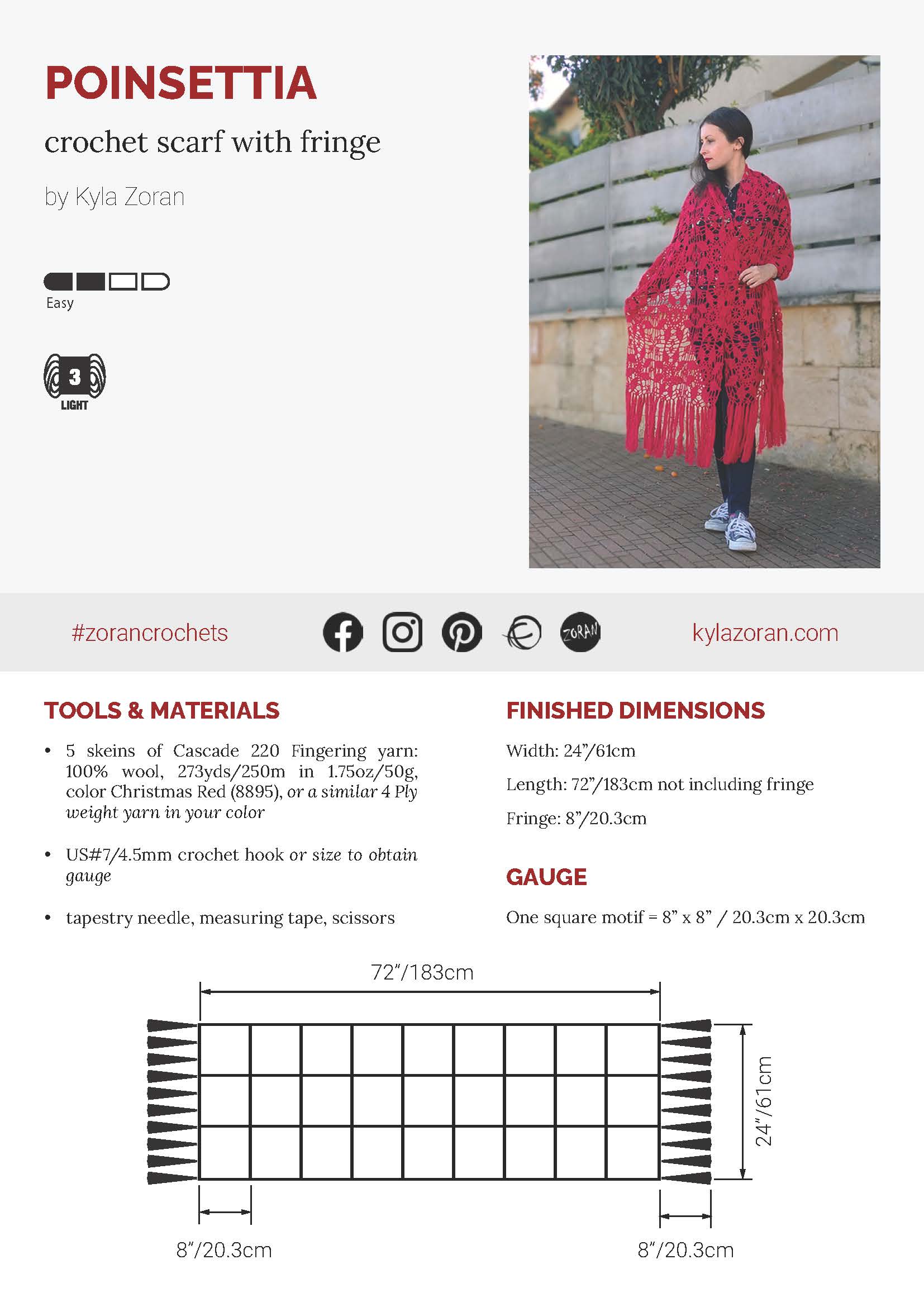 Poinsettia – Crochet Lace Fringed Shawl Pattern (PDF) - Image 3