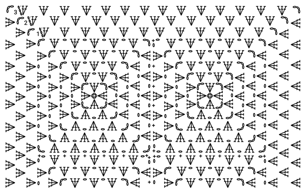 A grid pattern featuring stylized letters 'A' and 'V' arranged in a symmetrical design, with decorative elements throughout.